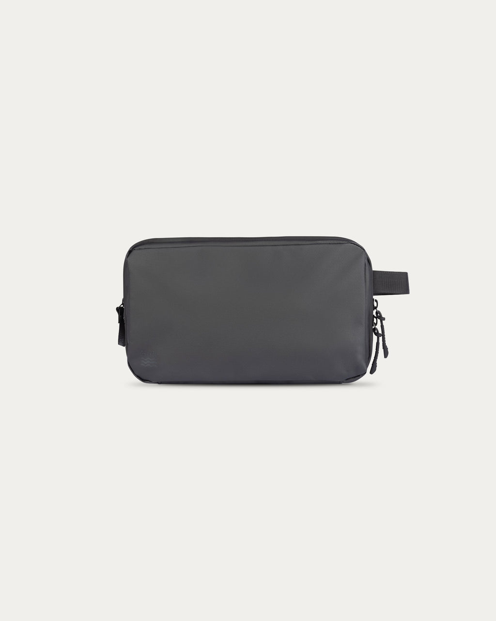 Trousse de toilette de voyage noire en tissu déperlant, vue de face