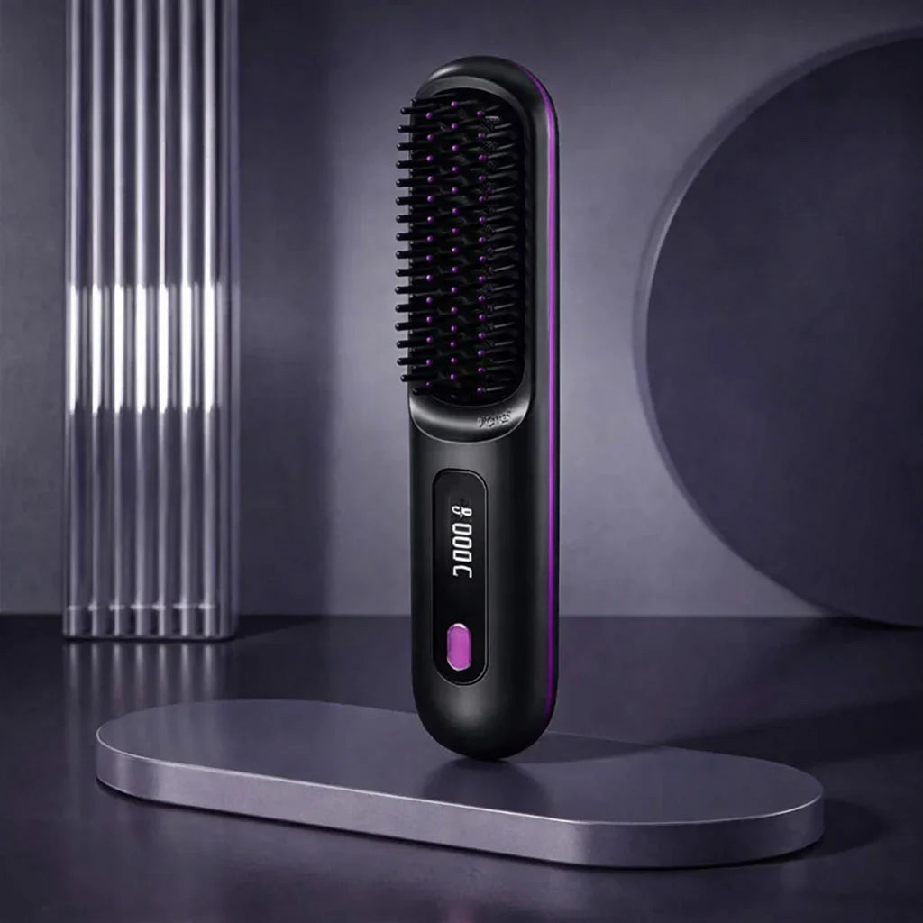 Brosse coiffante chauffante sans fil pour homme coloris noir