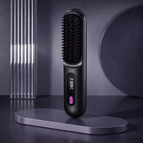 Brosse coiffante chauffante sans fil pour homme coloris noir