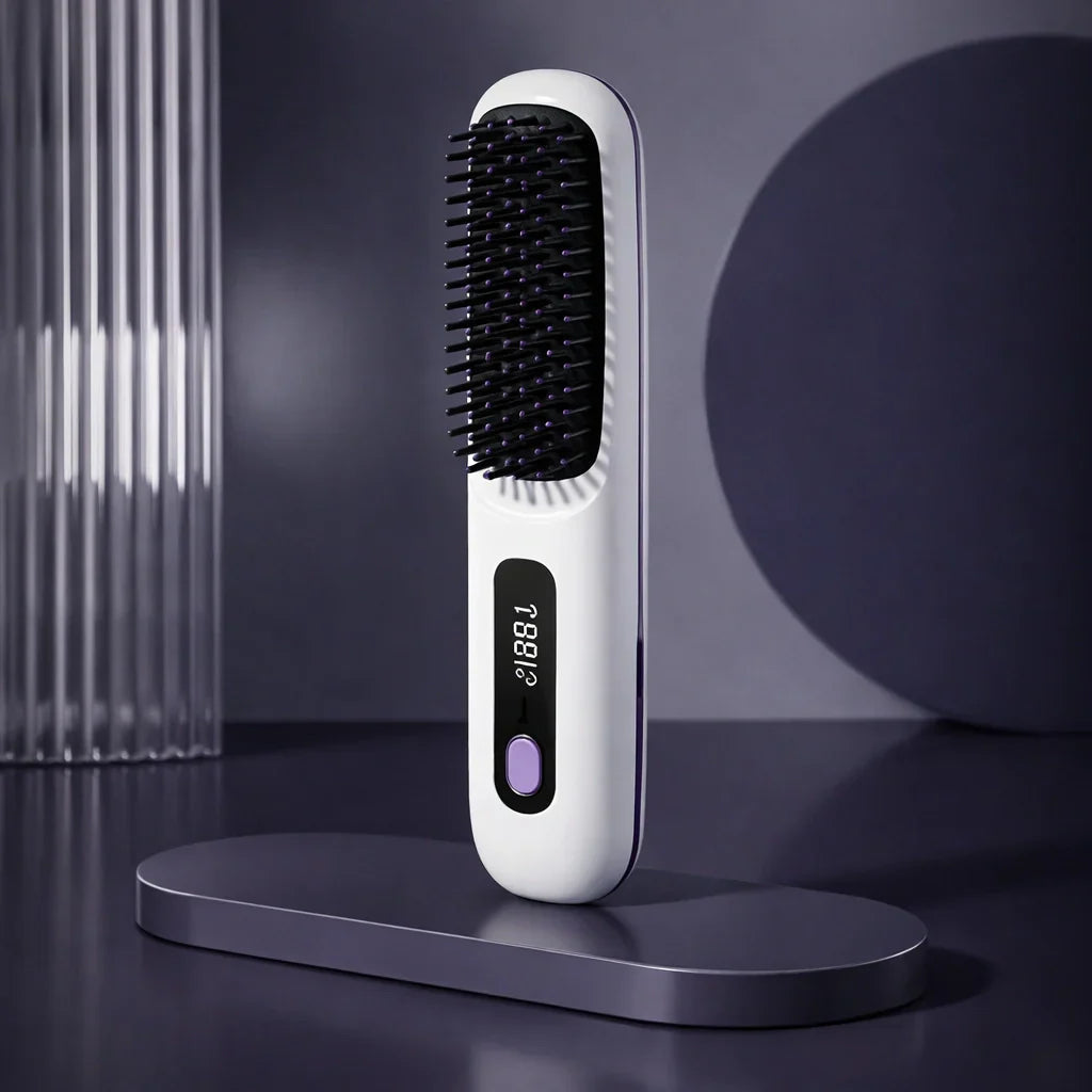 Brosse coiffante chauffante coloris blanc