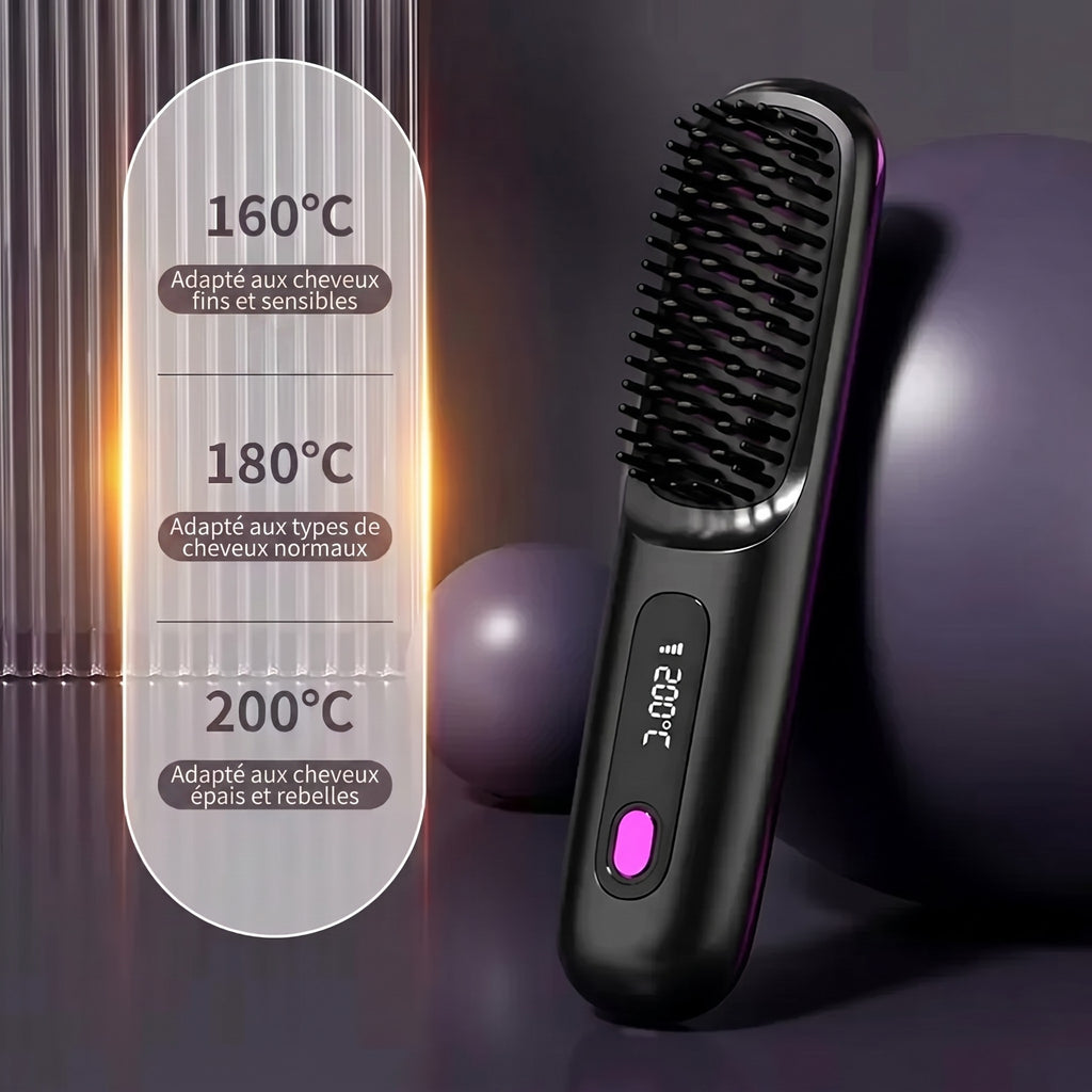 Trois réglages de température de la brosse coiffante : 160, 180 et 200 degrés