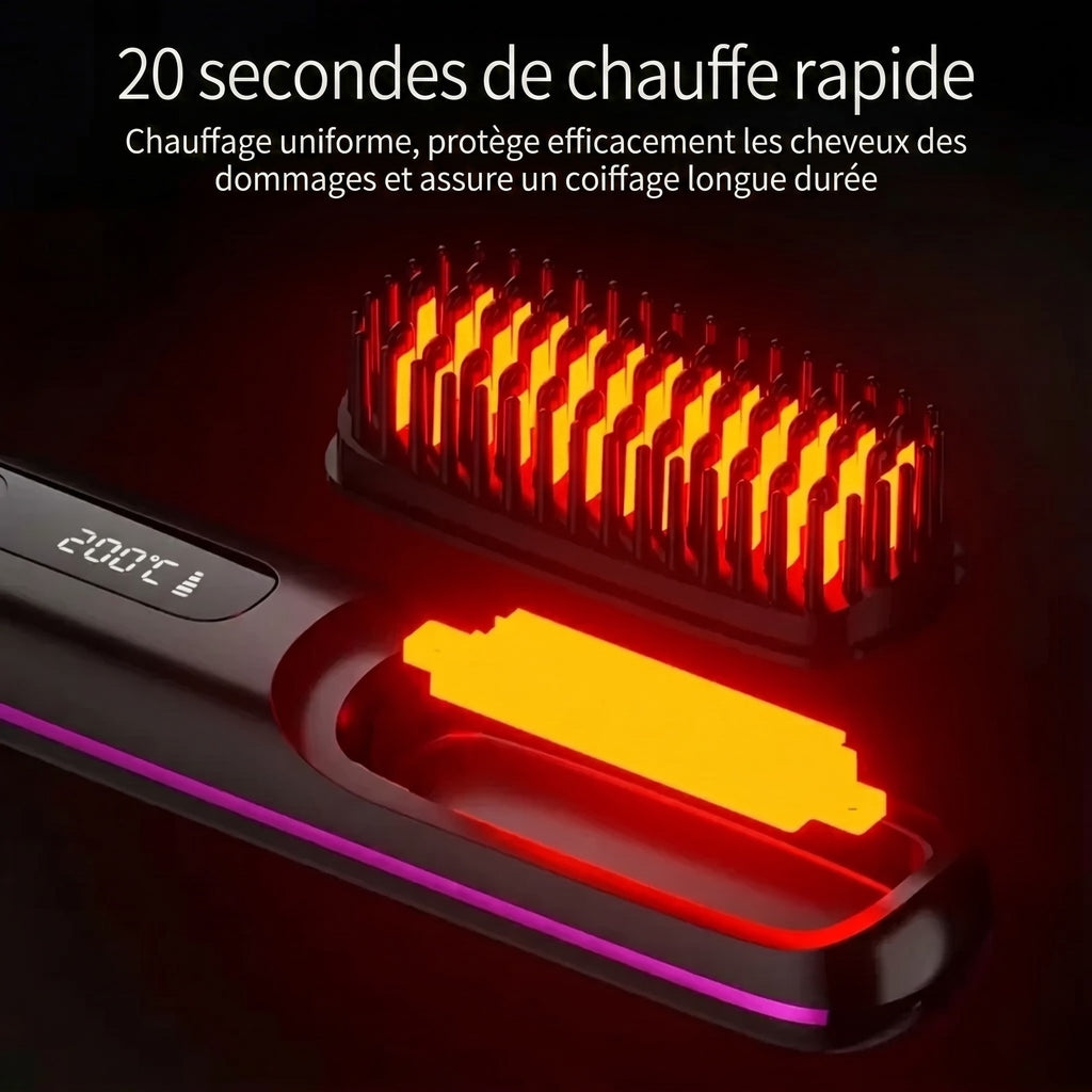 Brosse coiffante chauffante prête en une vingtaine de secondes