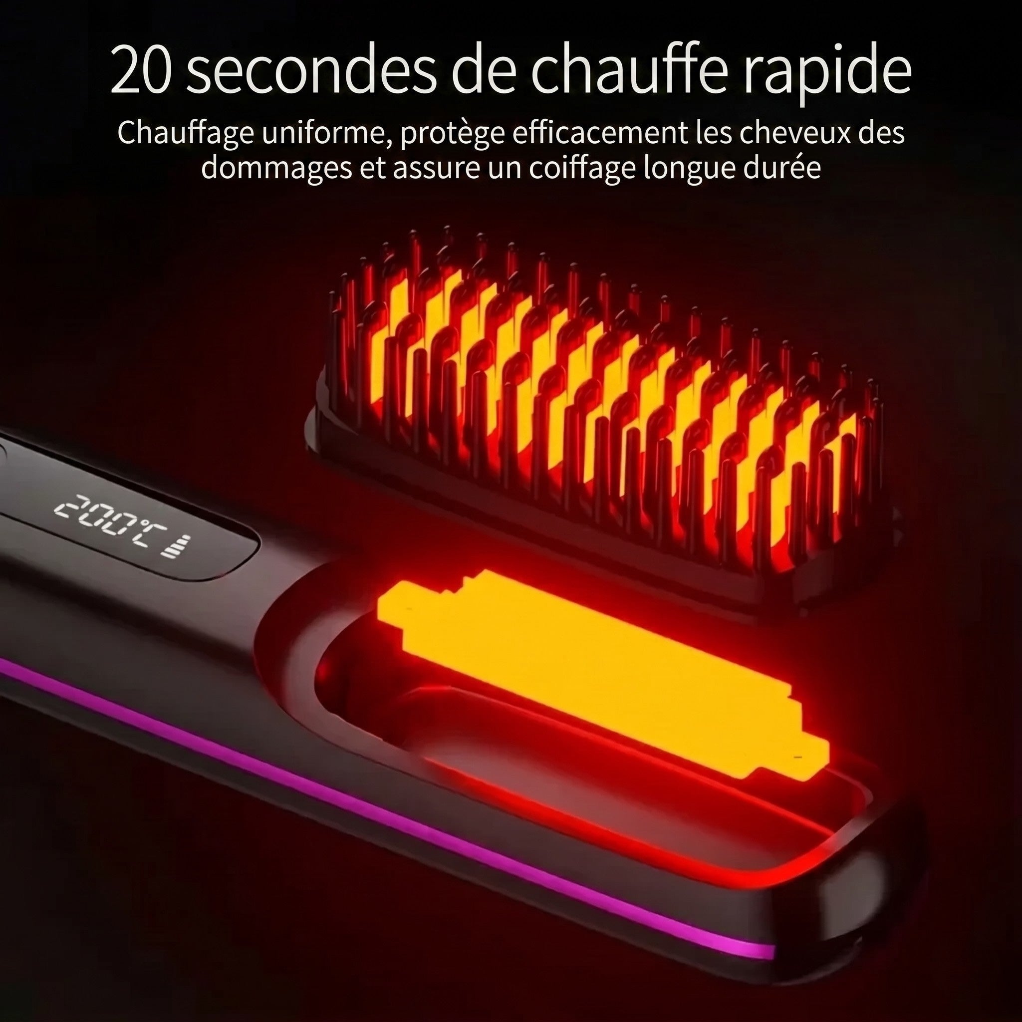 Brosse coiffante chauffante prête en une vingtaine de secondes