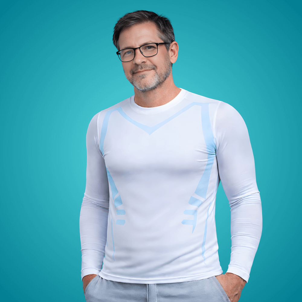 T-shirt de compression manches longues FlashCut blanc — vue de face