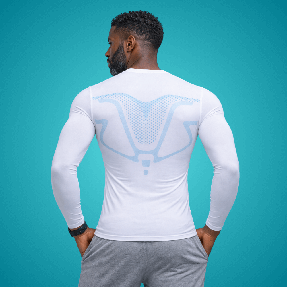 T-shirt de compression manches longues FlashCut blanc — vue de dos