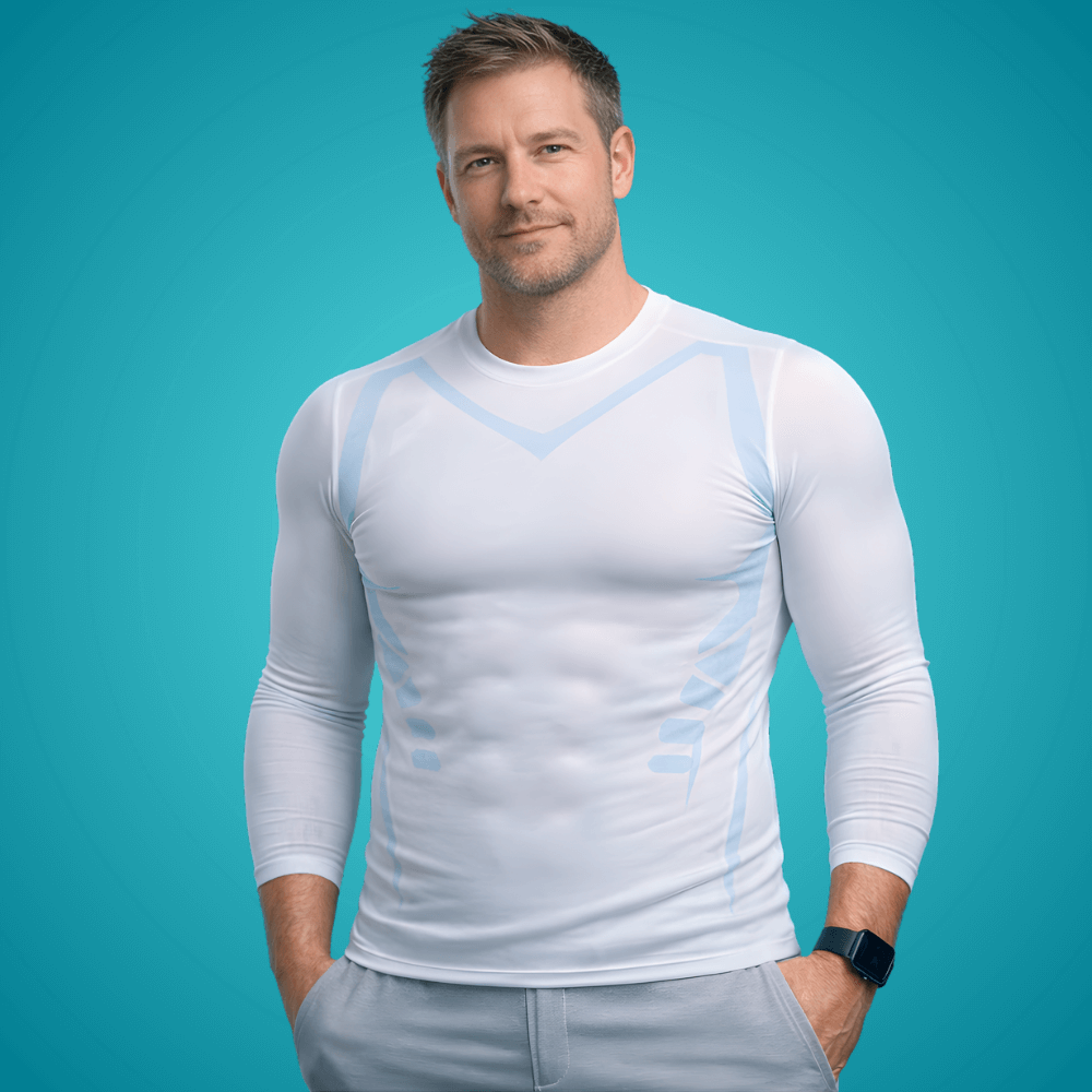 T-shirt de compression manches longues homme FlashCut blanc — porté