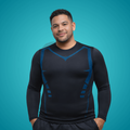 T-shirt de compression manches longues homme FlashCut noir — porté