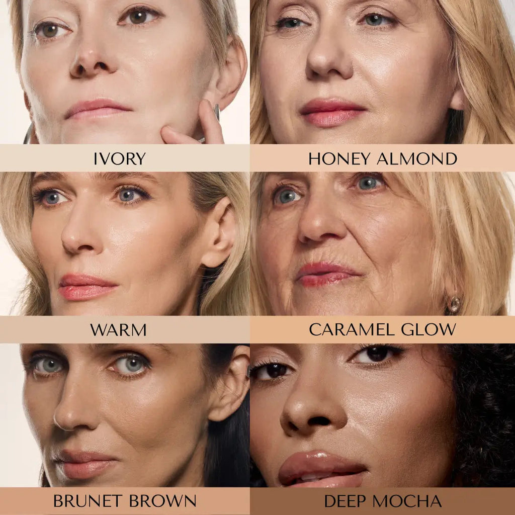 Six femmes matures portant les six teintes du fond de teint