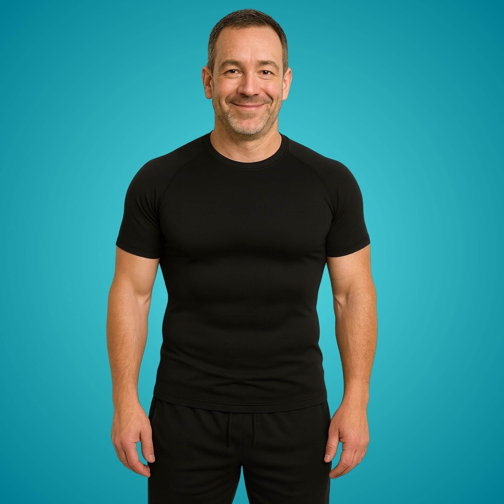 T-shirt de compression homme FlashCut noir — porté, vue de face