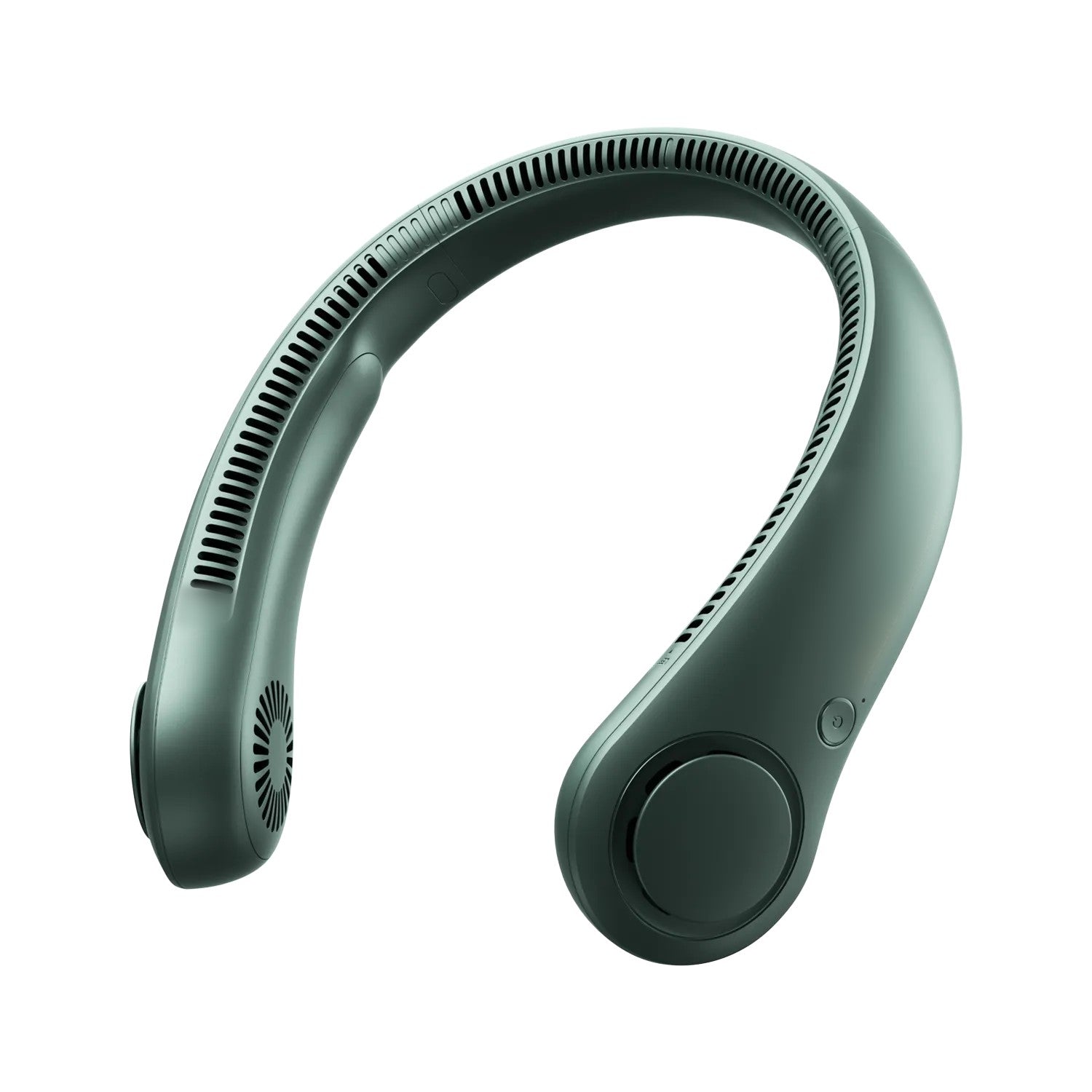 Ventilateur de cou portable sans pales coloris vert, arceau ergonomique