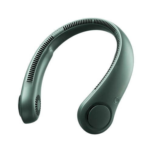 Ventilateur de cou portable sans pales coloris vert, arceau ergonomique
